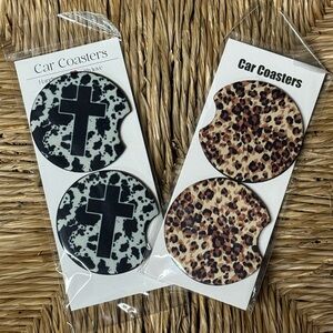 Animal Print Car Coasters Set